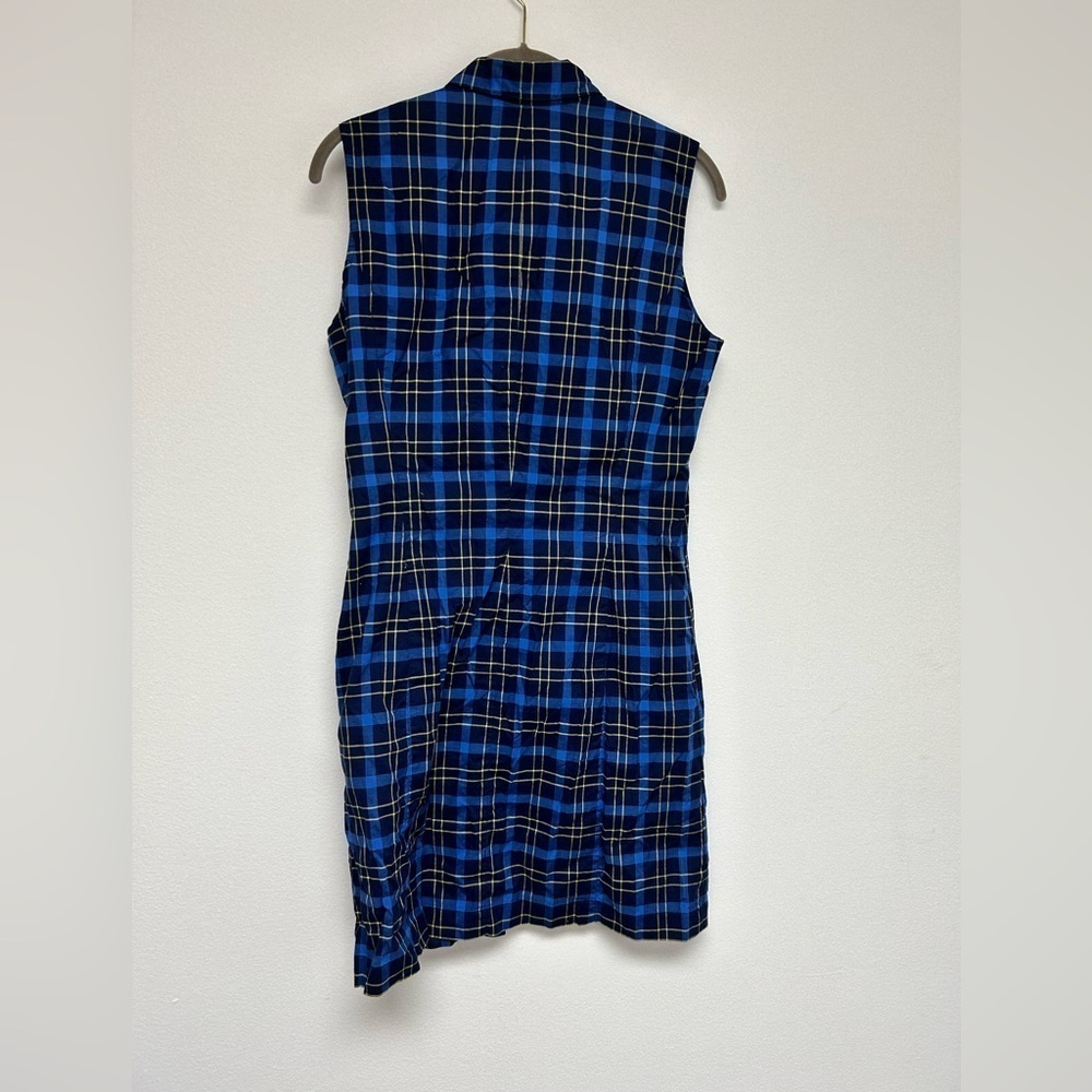 Nautica Blue Yellow Flannel Print Sleeveless Button Down Shirt Dress 10 NWOT - Picture 8 of 8